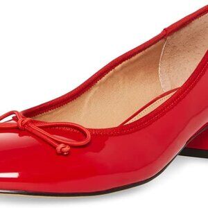 Women's Red Patent Pump Size 8 Slip-On Low Block Heel Vintage Style Shoes